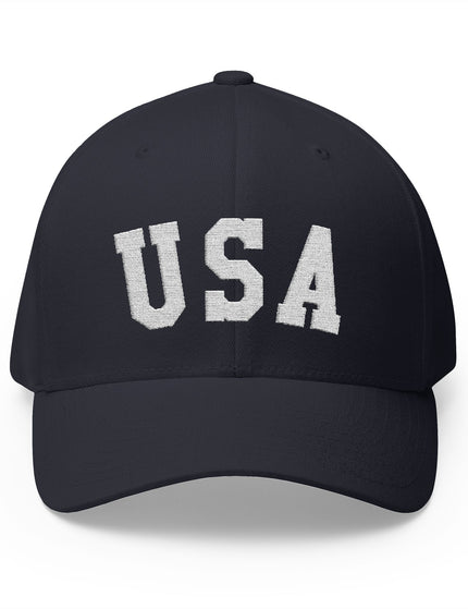 USA Navy Cap with Bold White Embroidered USA Lettering – Patriotic Hat