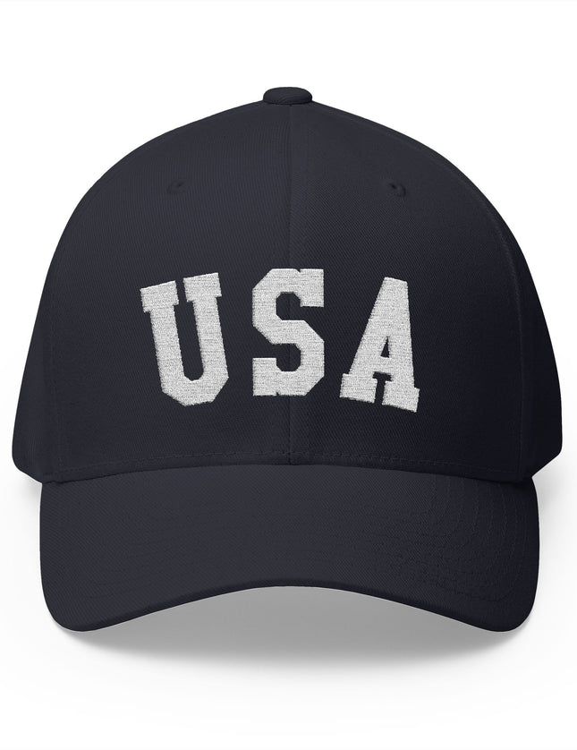 USA Navy Cap with Bold White Embroidered USA Lettering – Patriotic Hat