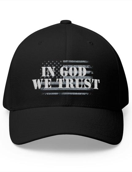 In God We Trust Camo Cap with Distressed American Flag Embroidery – Patriotic Trucker Caps