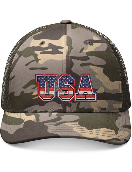 USA Stars & Stripes Camo Trucker Cap