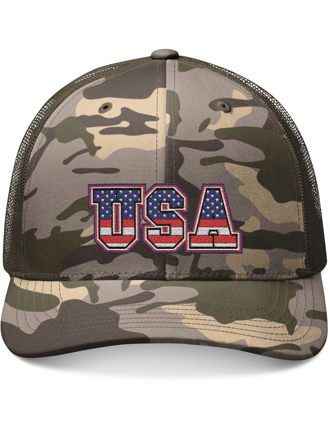 USA Stars & Stripes Camo Trucker Cap
