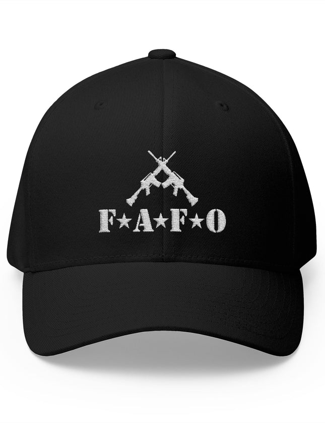 FAFO Black Cap with Crossed Rifles Embroidery – Patriotic Tactical Hat.  Patriot Trucker Caps