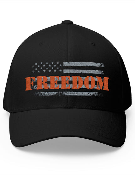 Freedom American Flag Black Cap with Distressed USA Flag – Patriotic Trucker Caps