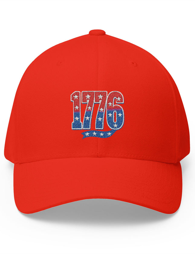 Red cap with '1776' design on a white background