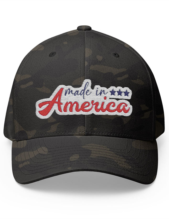 Made in America Camo Cap with Red White and Blue Embroidery – Patriot Trucker Caps