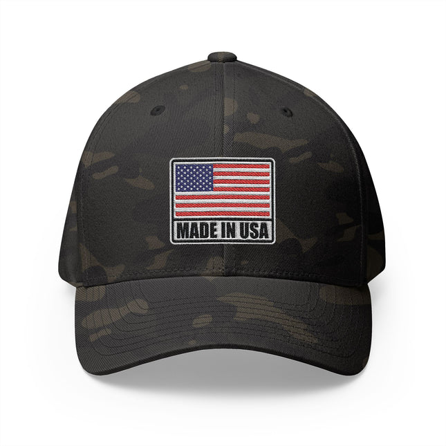 Made in USA Flag Camo Cap with Embroidered American Flag Patch – Patriot Trucker Caps