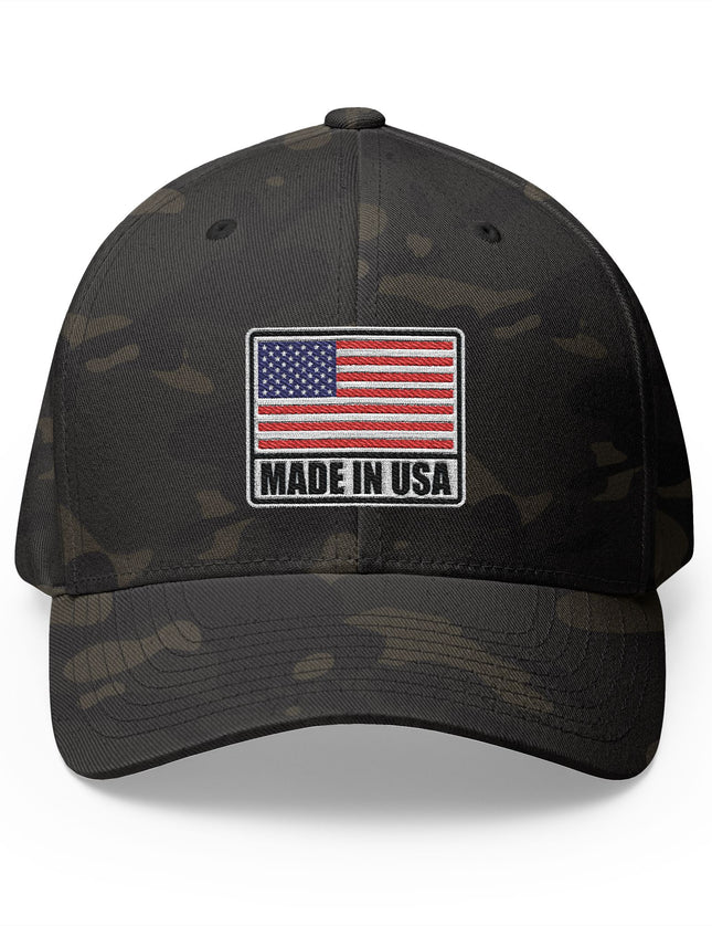 Made in USA Flag Camo Cap with Embroidered American Flag Patch – Patriot Trucker Caps
