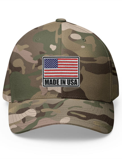 Made in USA Flag Olive Camo Cap with Embroidered American Flag Patch – Patriot Trucker Caps