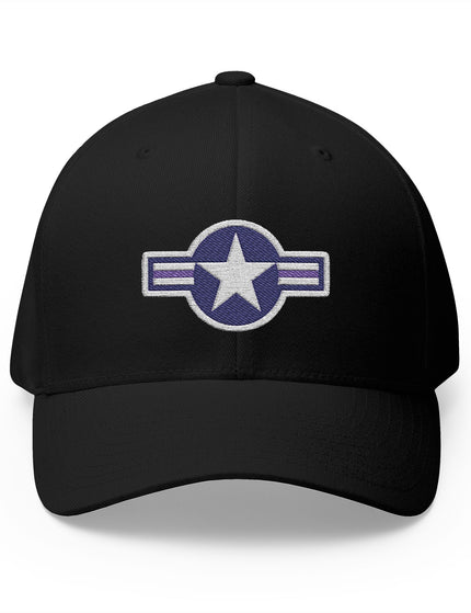 Air Force Star Flexfit Black Cap with Embroidered Roundel – Patriotic Trucker Caps