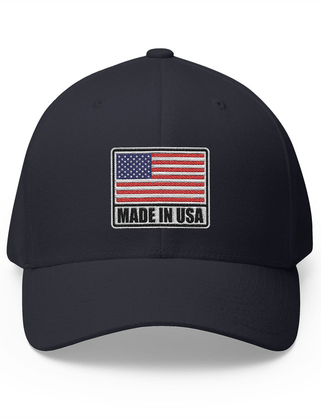Made in USA Flag Navy Cap with Embroidered American Flag Patch – Patriot Trucker Caps