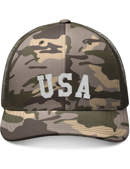 Bold USA Flag Camo Trucker Cap