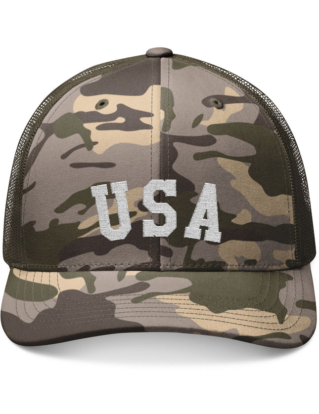 Bold USA Flag Camo Trucker Cap