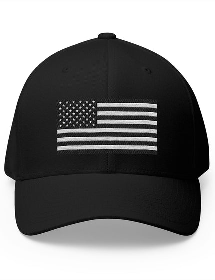 Black & White USA Flag Flex Fit Cap