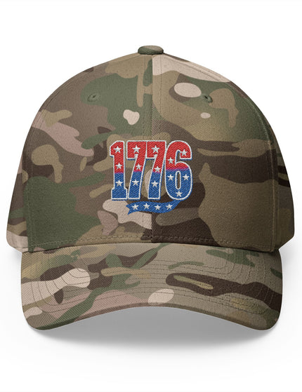 1776 Patriot Truck Caps Camo Cap with Red White and Blue Stars and Stripes Embroidery