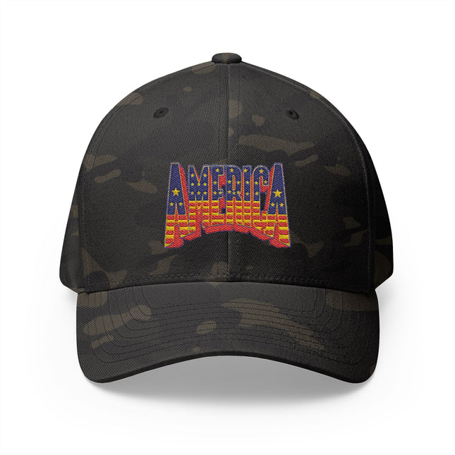 America Stars and Stripes Camo Cap with Bold Patriotic Embroidery – USA Hat