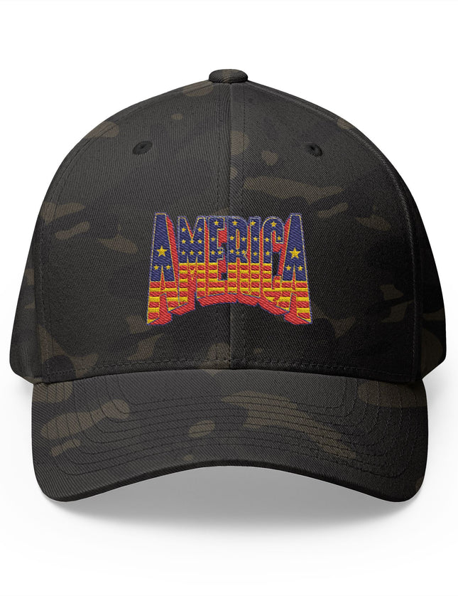 America Stars and Stripes Camo Cap with Bold Patriotic Embroidery – USA Hat