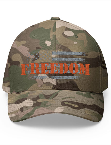 Freedom American Flag Olive Camo Cap with Distressed USA Flag – Patriotic Trucker Caps