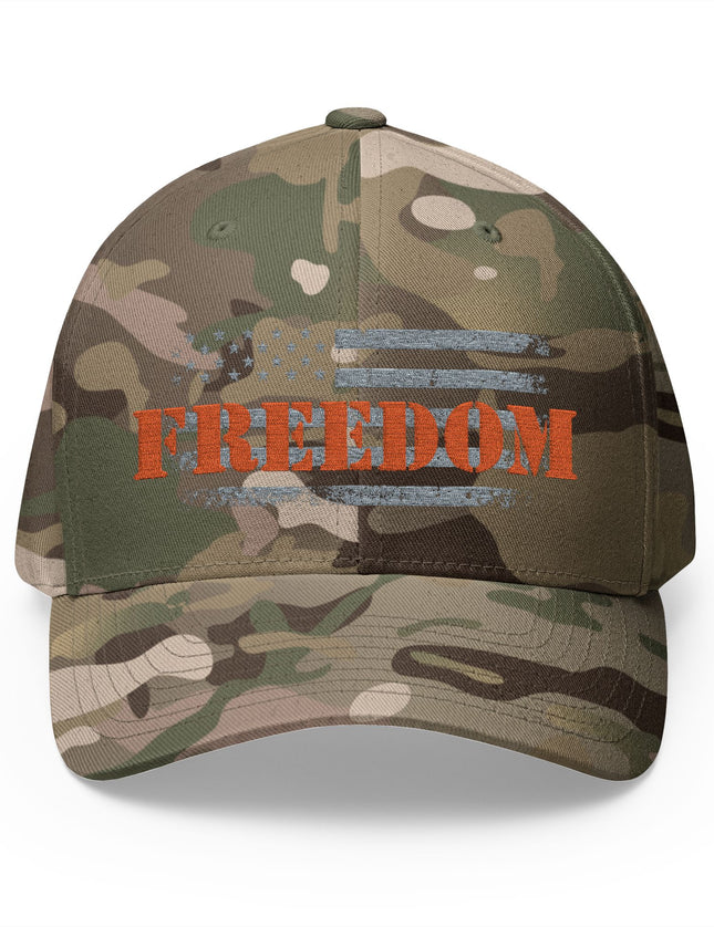 Freedom American Flag Olive Camo Cap with Distressed USA Flag – Patriotic Trucker Caps