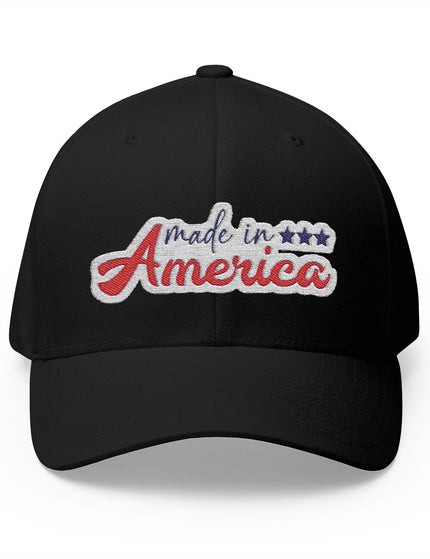 Made in America Black Cap with Red White and Blue Embroidery – Patriot Trucker Caps
