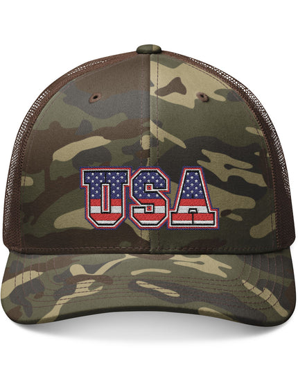 USA Stars & Stripes Camo Trucker Cap