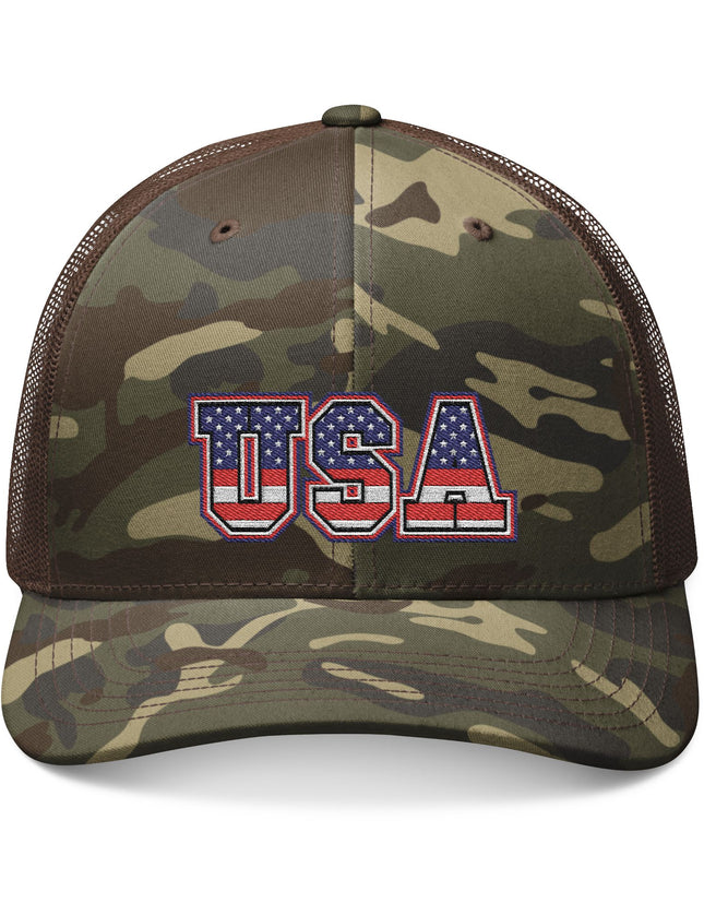 USA Stars & Stripes Camo Trucker Cap