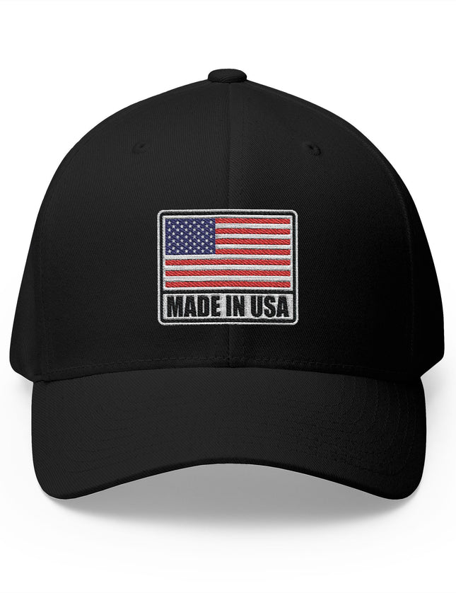 Made in USA Flag Black Cap with Embroidered American Flag Patch – Patriot Trucker Caps