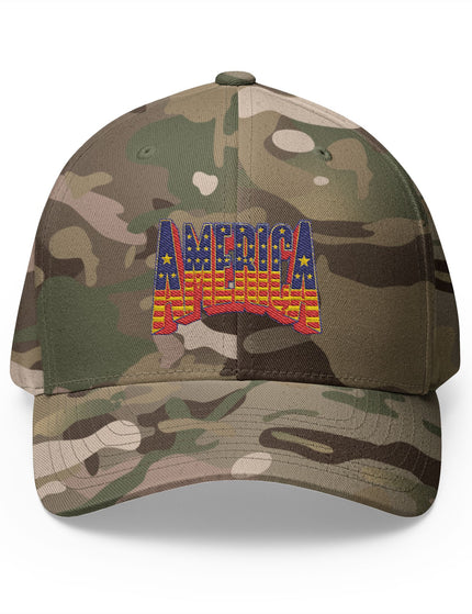 America Stars and Stripes Olive Camo Cap with Bold Patriotic Embroidery – USA Hat