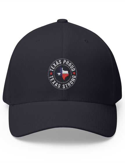 Texas Proud Texas Strong Navy Cap with Embroidered Texas Flag and State Outline Patriot Trucker Caps 