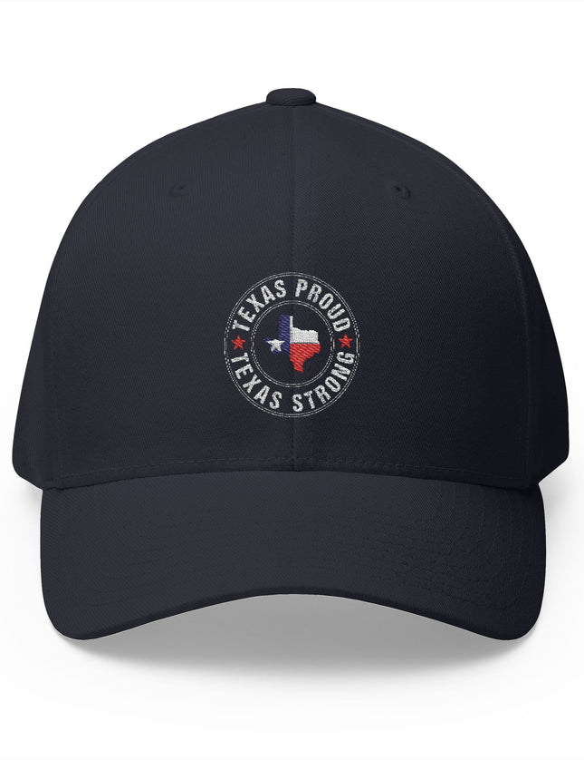 Texas Proud Texas Strong Navy Cap with Embroidered Texas Flag and State Outline Patriot Trucker Caps 