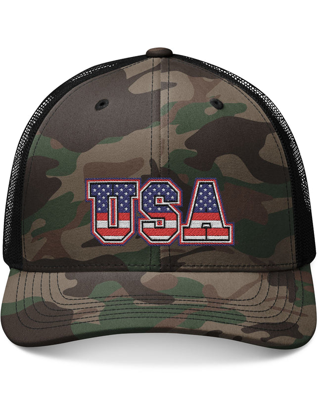 USA Stars & Stripes Camo Trucker Cap