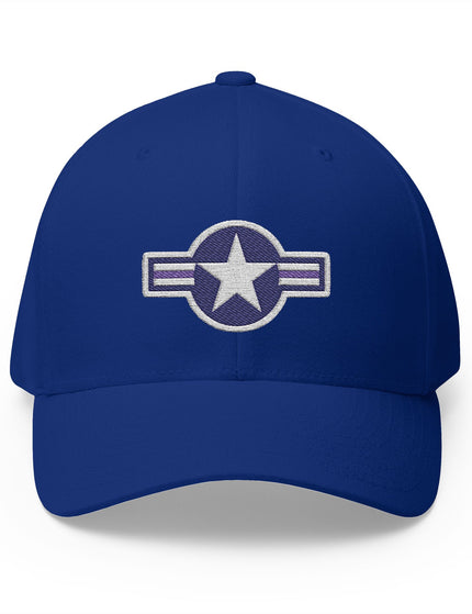 Blue cap with a star emblem on a white background