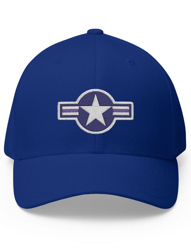 Blue cap with a star emblem on a white background