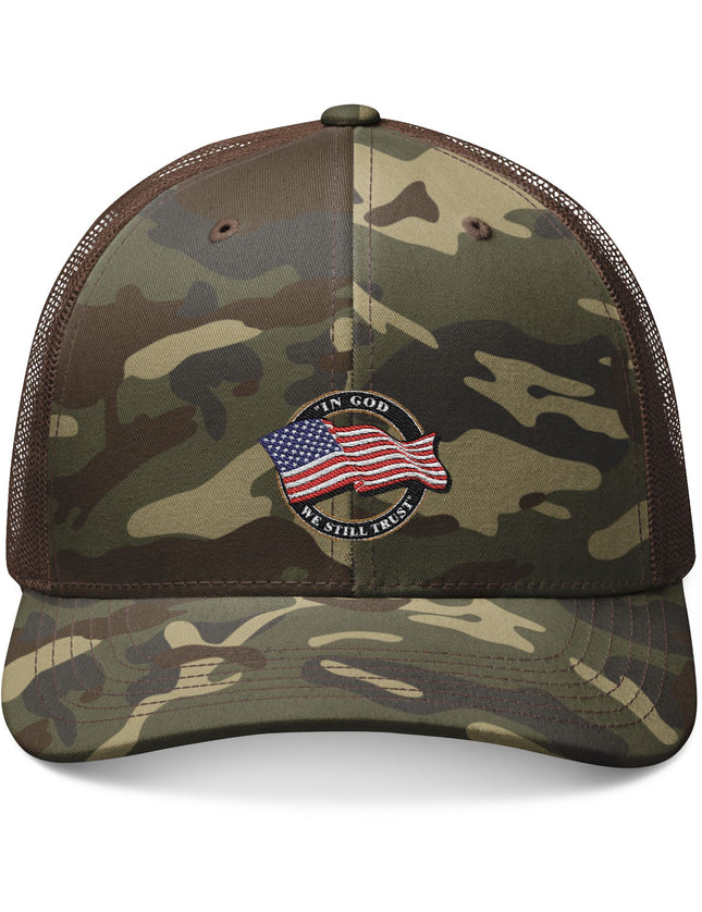 In God We Still Trust Camo Trucker Cap
