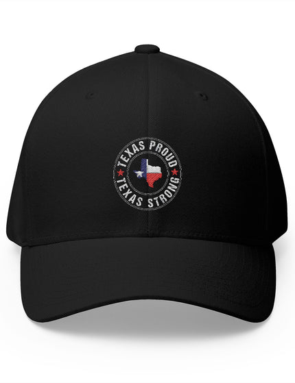 Texas Proud Texas Strong Black Cap with Embroidered Texas Flag and State Outline Patriot Trucker Caps 