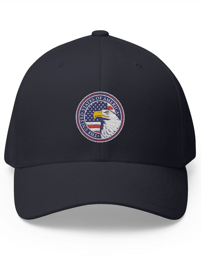 American Eagle Seal Navy Cap with Embroidered Bald Eagle and USA Seal – Patriotic Hat