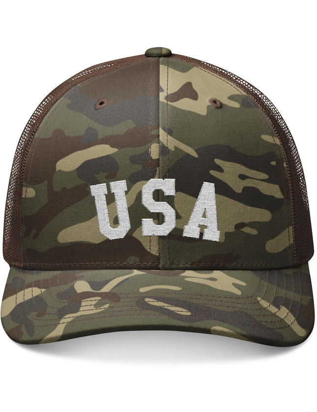 Bold USA Flag Camo Trucker Cap