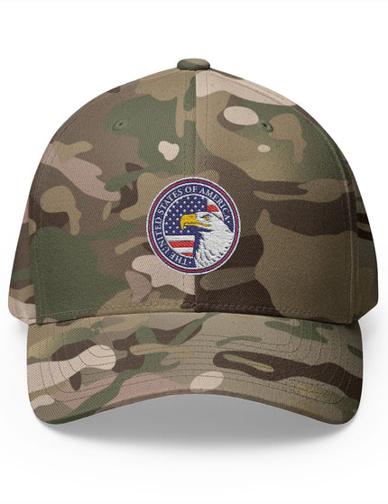 American Eagle Seal Olive Camo Cap with Embroidered Bald Eagle and USA Seal – Patriotic Hat