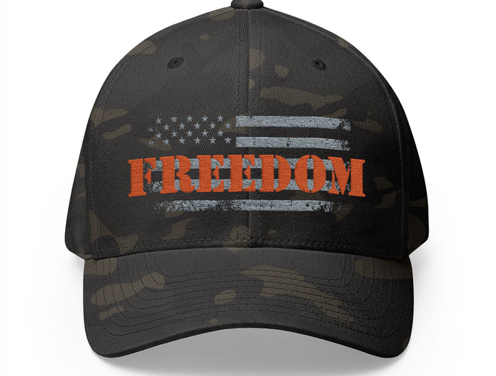 Freedom American Flag Camo Cap with Distressed USA Flag – Patriotic Trucker Caps