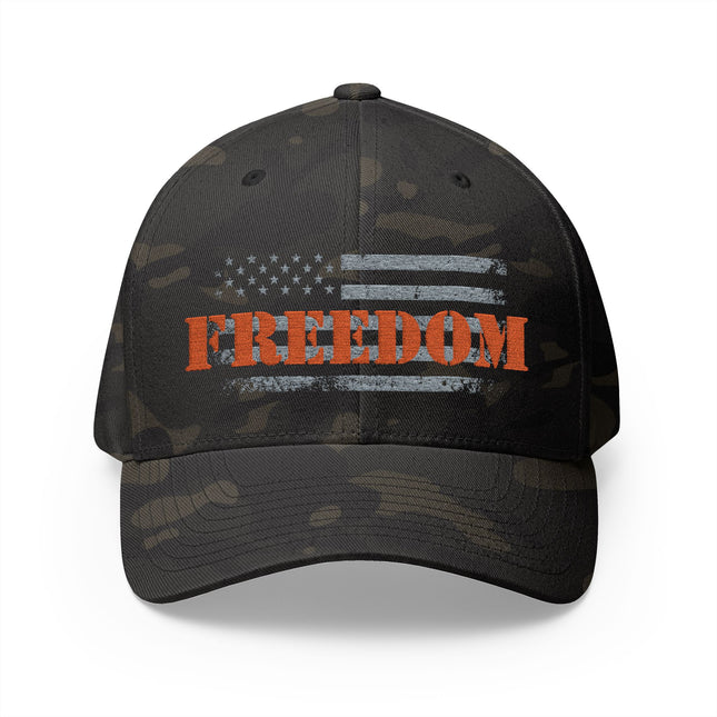 Freedom American Flag Camo Cap with Distressed USA Flag – Patriotic Trucker Caps