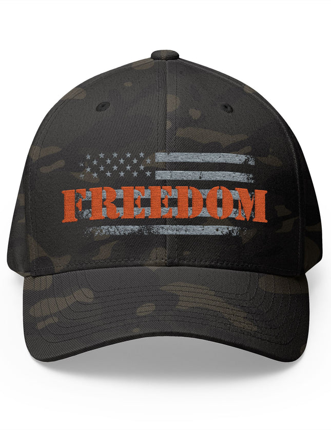Freedom American Flag Camo Cap with Distressed USA Flag – Patriotic Trucker Caps