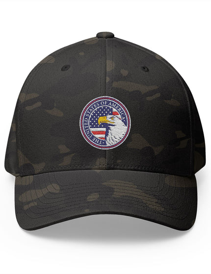 American Eagle Seal Camo Cap with Embroidered Bald Eagle and USA Seal – Patriotic Hat