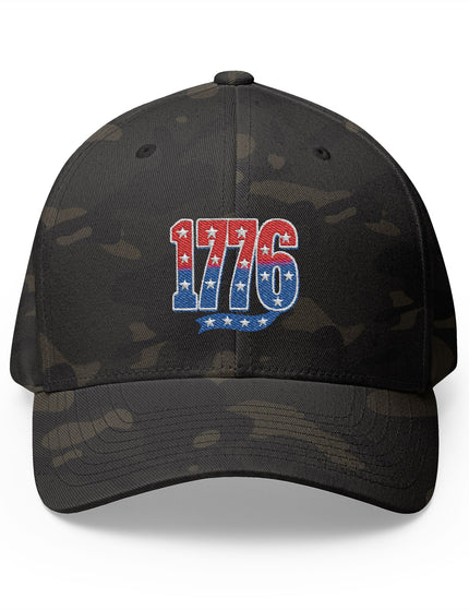 1776 Patriotic Camo Cap with Red White and Blue Stars and Stripes Embroidery