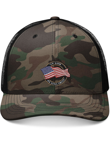 In God We Still Trust Camo Trucker Cap