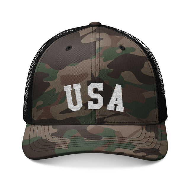 Bold USA Flag Camo Trucker Cap