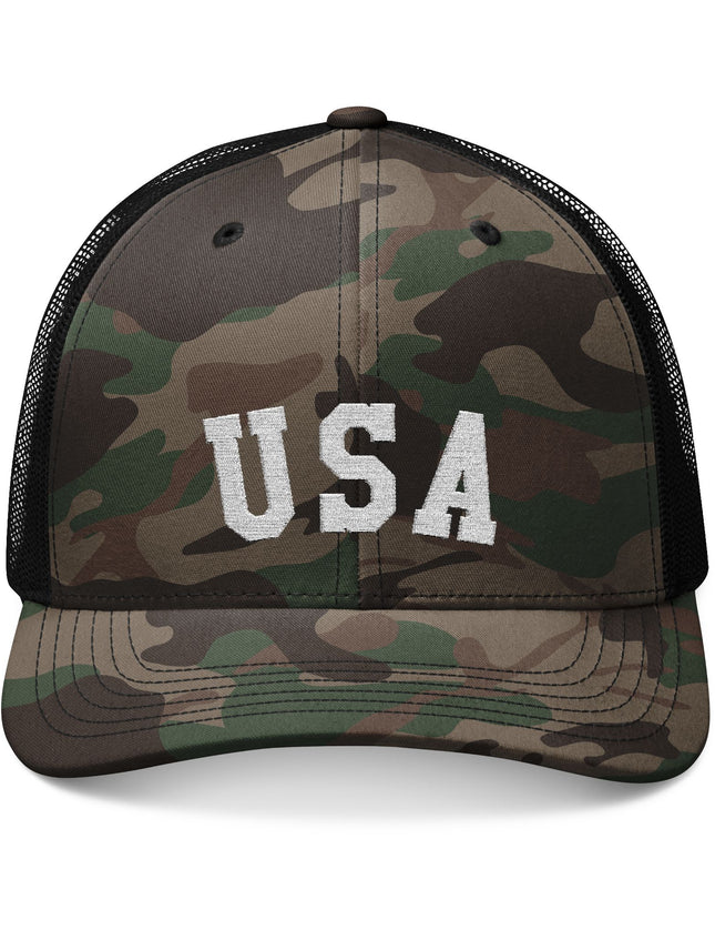 Bold USA Flag Camo Trucker Cap