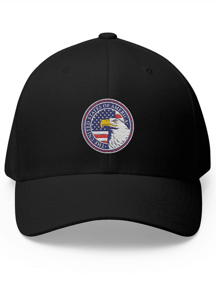 American Eagle Seal Black Cap with Embroidered Bald Eagle and USA Seal – Patriotic Hat